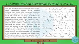 Pitman Shorthand  Exercise No113 Dictation 65 WPM  KZ Learning [upl. by Atsillac552]