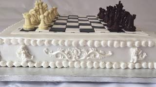 Classic Chess Board Cake with Edible Chocolate Pieces [upl. by Sakul]