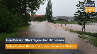 REGION Gewitter und Starkregen über Osthessen  vollgelaufene Keller und überschwemmte Straßen [upl. by Nomahs]