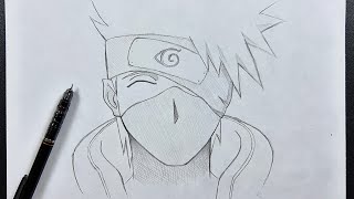 Anime sketch  how to draw kakashi hatake stepbystep [upl. by Bathilda649]