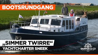 Charterboot quotSimmer Twirrequot von Yachtcharter Sneek  Simmerskip 1200 AK Cruise  Bootsrundgang NEU [upl. by Ahsaei794]