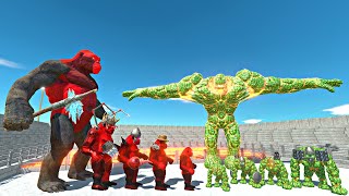 Plant Lava Golem Family vs Devil King Kong Family Lava Stadium Arena Animal Revolt Battle Simulator [upl. by Ynoffit]