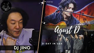 DJ REACTION to KPOP  BTS SUGA  AGUST D TOUR DDAY IN THE USA [upl. by Adiasteb800]