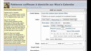 Ajout calendrier pour événement sur fan page [upl. by Torrey888]