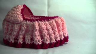 Crochet Cradle Purse Part 3 of 3 Bag  purse that turns into a Doll Cradle [upl. by Htennek]