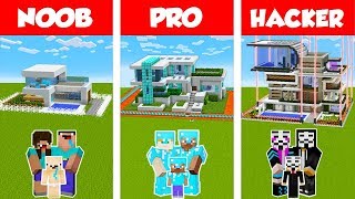 Minecraft NOOB vs PRO vs HACKER SAFEST FAMILY HOUSE BUILD CHALLENGE in Minecraft  Animation [upl. by Nylessoj]