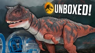 UNBOXING CARNOTAURUS The Ultimate Jurassic World Toy from Mattel  collectjurassiccom [upl. by Aytak]