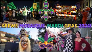 Krewe Mosaique Parade Mardi Gras 2024 A BRAND NEW Parade for 2024 A FEAST for the EYES [upl. by Aztiley]