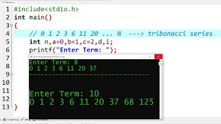 C Program to Print Tribonacci Series  Learn Coding [upl. by Liryc82]