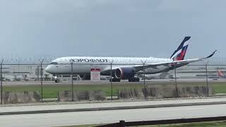 Aeroflot a350 takeoff from Miami to Moscow [upl. by Auqinimod413]