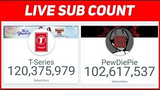 TSERIES VS PEWDIEPIE LIVE SUBSCRIBE COUNT WHO WILL PREVAIL [upl. by Jeavons]