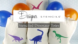 Tote Bag Design Ideas Stenciled Dinosaur Tote Bag Party Favors  Designer Stencils [upl. by Knobloch]