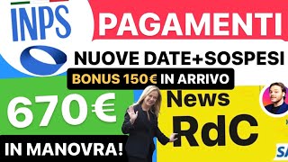 🔴INPS PAGAMENTI💰RdC AUU💶 150€ 670€BONUS BOLLETTE💰PENSIONI⚡️NOVITÀ GOVERNO MELONI [upl. by Annaeirb363]