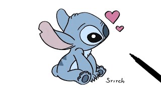 How to Draw Stitch from Lilo amp Stitch I Easy Drawing Step by Step [upl. by Lehcyar499]