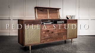 PEDULLA STUDIO  Building a Walnut amp Brass Record Cabinet [upl. by Oninrutas]