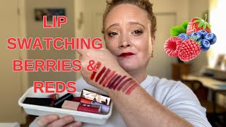 LIP SWATCHING BERRY amp RED LIPPIES FOR FALL  Curly Girl Angela G [upl. by Ennayelhsa669]