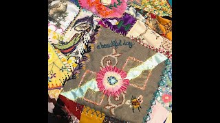 A crazy quilt tour  Hand stitching [upl. by Aicemaj]