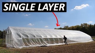 How to Install Greenhouse Plastic Top Cover  Poly Pull Method [upl. by Esilec779]