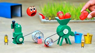 Tractor making strawberry juice A to Z process science projectdiy tractor home made juice machine [upl. by Nonahs]