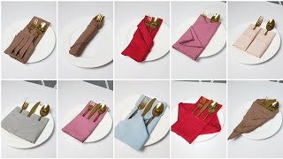 10 POCKET DESIGN NAPKIN FOLDING SILVERWARE [upl. by Amaleta973]