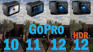 GoPro Hero 10 11 12 and 12 HDR 4K60 Shocking results Side by side video quality comparison  4K [upl. by Bosch]