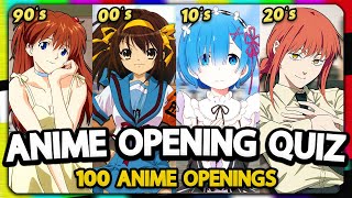 100 ANIME OPENINGS QUIZ VERY EASY ➜ HARD [upl. by Cruz315]