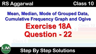 Mean Median and Mode Ogive  Class 10 Exercise 18A Question 22  RS Aggarwal  Learn Maths [upl. by Nnovahs]