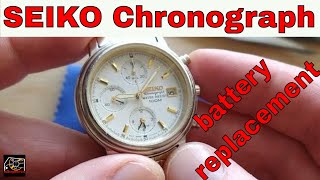 Seiko Chronograph battery replacement quartz movement 7T62 [upl. by Atinaej]