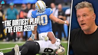 Saints Player Tried quotDirtiest Play Ever Seen In Footballquot Pulling On Herberts Leg  Pat McAfee [upl. by Neleh]