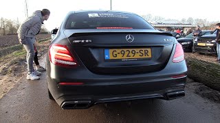 MercedesAMG E63s Sedan 4Matic w Akrapovic Exhaust  Start Revs Accelerating [upl. by Luz]