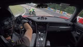 Porsche 9912 GT3RS amp FAST BIKER on Nordschleife [upl. by Peacock]