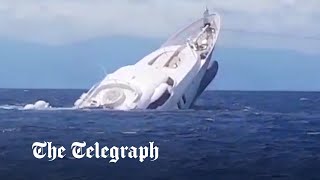 Moment 40metre superyacht sinks off Italy coast [upl. by Farrica]