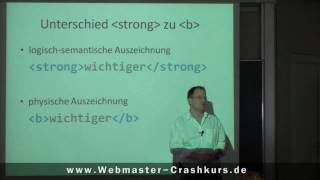 Unterschied strong zu b und em zu i als HTMLTAGs  wwwwebmastercrashkursde [upl. by Aneleh900]