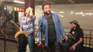 Miley Cyrus and Jimmy Fallon Surprise NYC Subway Performance 061317 [upl. by Hteik]