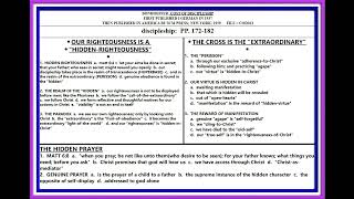 BONHOEFFER COST OF DISCIPLESHIP PP 172182 HIDDEN RIGHTEOUSNESS LESSON 013 [upl. by Anirehtak]