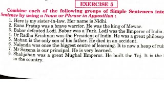 synthesis class 12 exercise 5  by using a noun or phrase in apposition solved exercise  synthesis [upl. by Mahan]