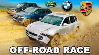 Old BMW X5 v Range Rover v Porsche Cayenne OFFROAD RACE [upl. by Ahsineb475]