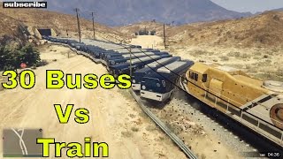 GTA 5 How To Stop The Train  30 Buses vs Train  2016 [upl. by Gadmann]