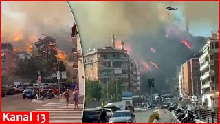 Large fire breaks out in Rome near public TV station  Residents being evacuated [upl. by Ynnej234]