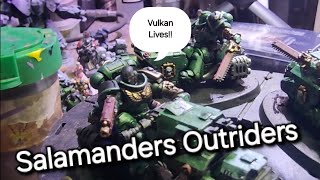 Marine paints Marines Warhammer 40k Salamanders Outriders Adeptus Astartes Vulkan Lives [upl. by Zedekiah366]