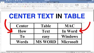 How To Center Text In a Table In Word [upl. by Aiceled]