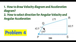 Problem 4 for four bar chain  Velocity diagram and acceleration diagram [upl. by Cynera]