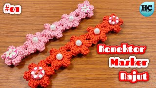 Tutorial Konektor Masker Rajut Motif Popcorn  Simple Crochet Mask Connector [upl. by Shae]