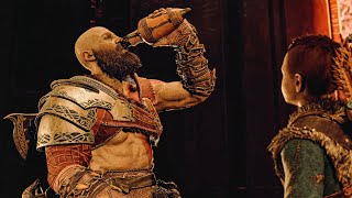 Kratos Drinks Lemnian Wine With Atreus  God of War 4 [upl. by Cohleen]