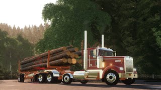 FS19 Kenworth W900L Pole Log Truck on Holmakra A Brief Drive [upl. by Nylra]