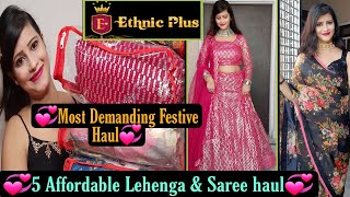 Ethnic Plus Designer LehengaSaree Haul  festive Lehenga amp Saree  Online Shopping review  Shweta [upl. by Neyut]