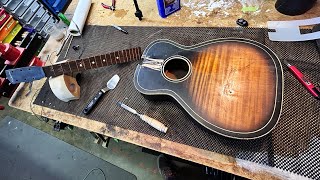 Silvertone Acoustic Guitar Restoration Easy Neck Removal and Revival [upl. by Kcirdle]