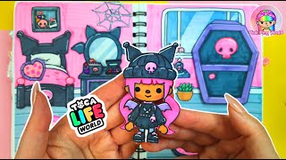 Toca Life World Kuromi Room Diy Quiet Book  Toca Boca Paper crafts [upl. by Hale]