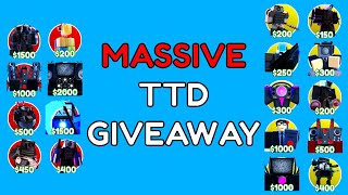 LIVE MASSIVE Toilet Tower Defense GIVEAWAY [upl. by Elfont]