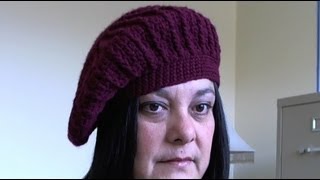 how to crochet beret  slouchy beanie video 3 [upl. by Ardiedal214]